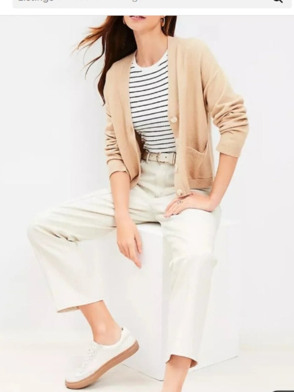 NWT LOFT Women’s Pintucked High Rise Straight Jeans in Popcorn Off White